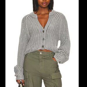 Free People Sweet Nothing Cardi  sz XS tungsten color